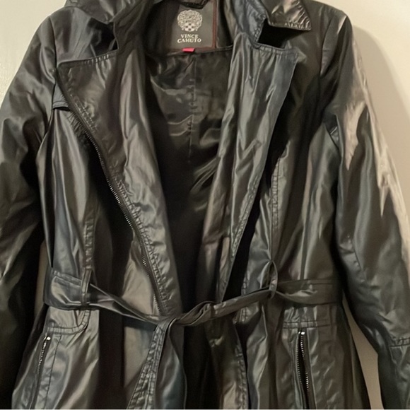 VINCE CAMUTO Black Hooded Raincoat - Picture 2 of 6